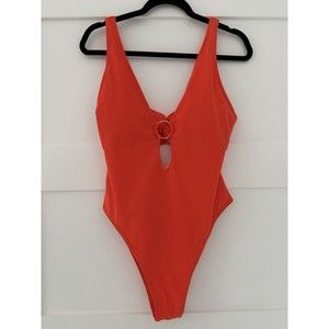 SHEIN One Piece Swimsuit Swim  Women's XL Orange Ring Cut Out Swimming Suit